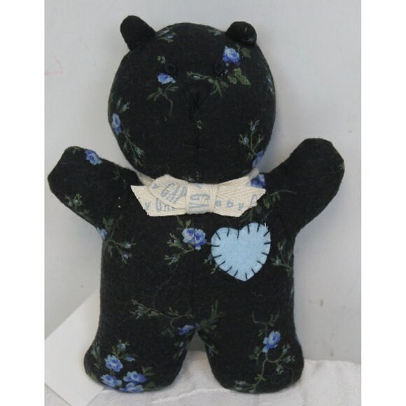 VTG 1998 Baby Gap Kids Blue Rattle Bear Plush Flowers Floral Calico NEW with Tag - Picture 1 of 7